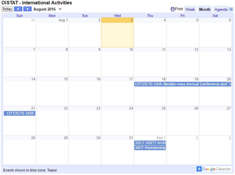 OISTAT International Activities Calendar