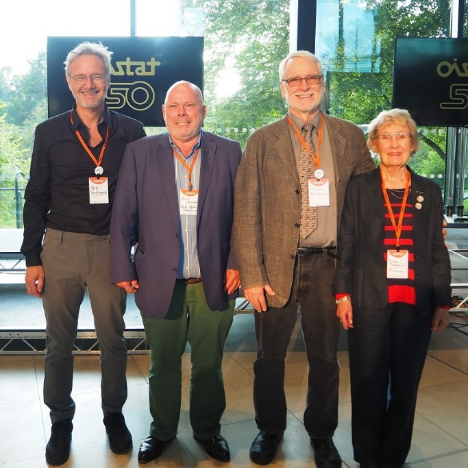 OISTAT Presidents in Cardiff: From left to right: Bert Determann, Louis Janssen, Michael Ramsaur, Maija Pekkanen